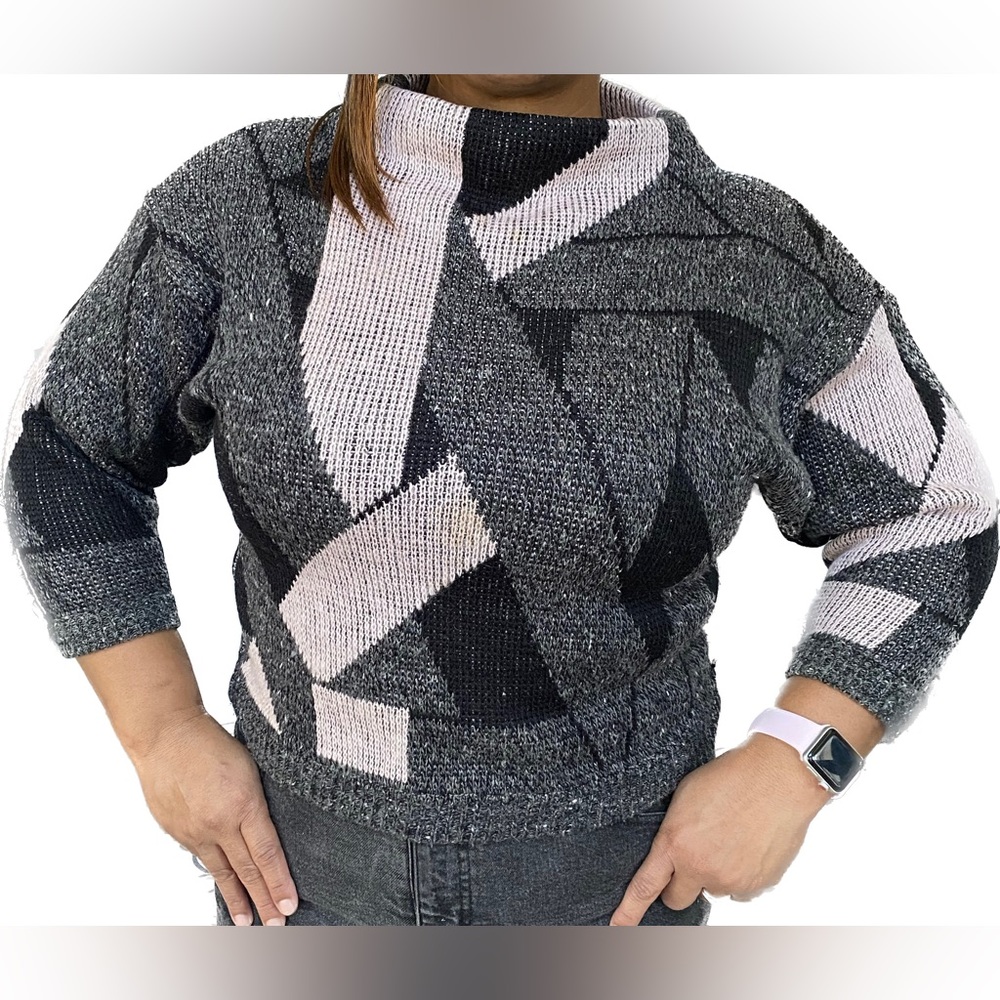 Vintage 80s Fabrizio Geometric Art Deco Sweater